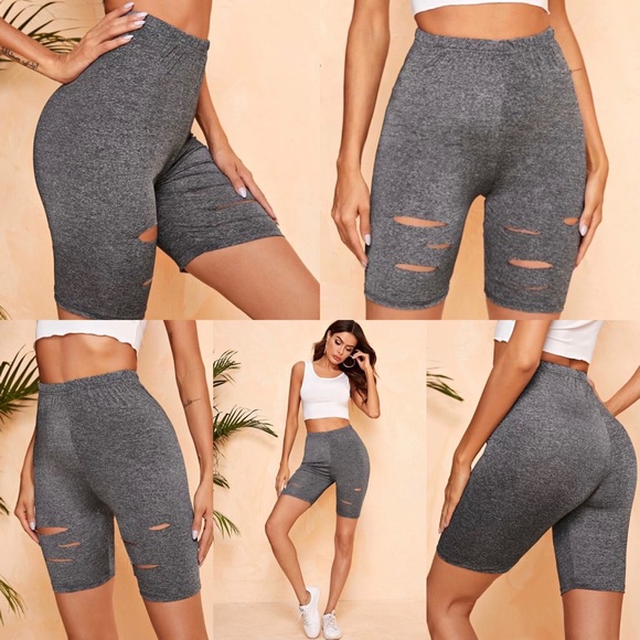 distressed biker shorts